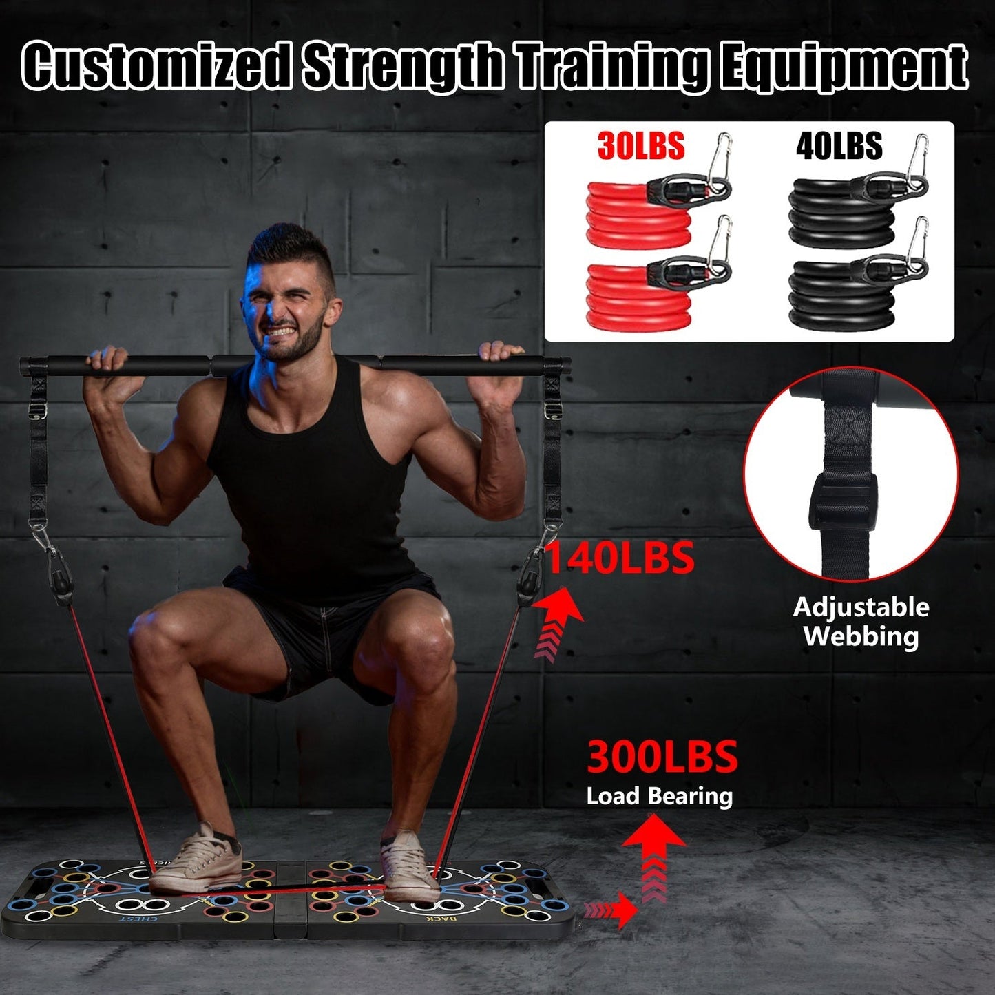 Multifunctional Push-Up Board Home Gym System with Resistance Bands, Abdominal Wheels, Jump Rope and More Zenvana Living