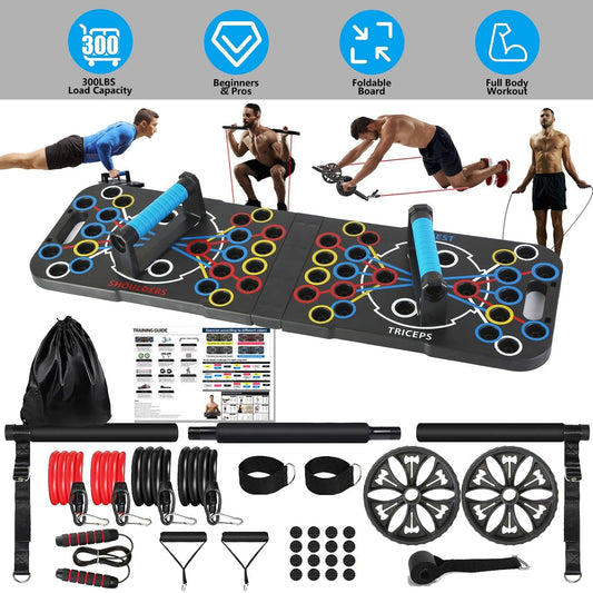 Multifunctional Push-Up Board Home Gym System with Resistance Bands, Abdominal Wheels, Jump Rope and More Zenvana Living